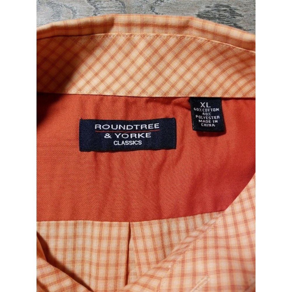 Roundtree Yorke Mens XL Burnt Orange Short Sleeve Business Casual Dress Shirt - Picture 9 of 11